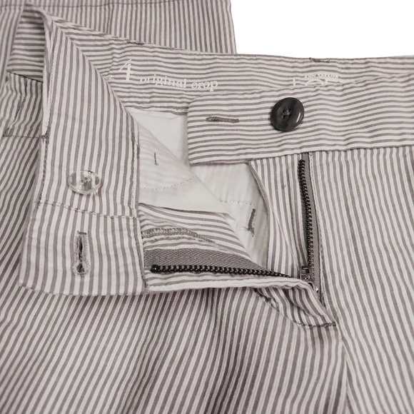 Ann Taylor Loft Dress Pants Women 4 White Gray Stripe Original Crop Academia - Picture 3 of 11